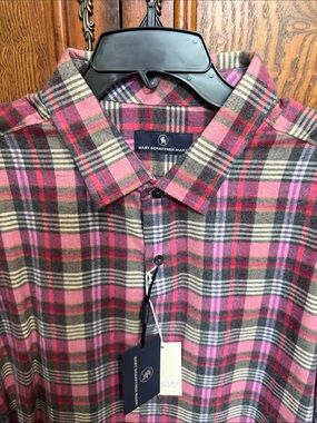 Hart Schaffner Marx Men’s Pink Plaid Button-Up Shirt XXL